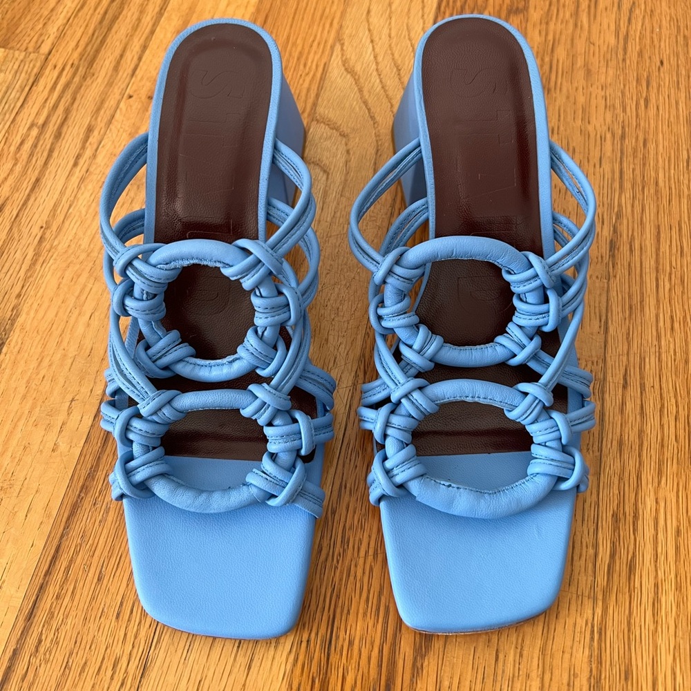 NWOT STAUD Adeline Knotted Leather Miles in Blue Size 37